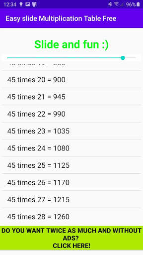 Easy slider Multiplication Table Free screenshot 2