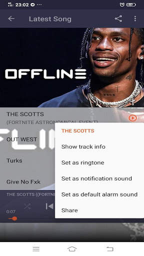 Travis Scott Latest song Offline 2 تصوير الشاشة