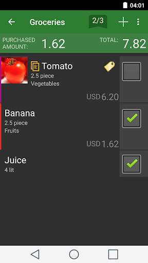 Shopping list screenshot 2