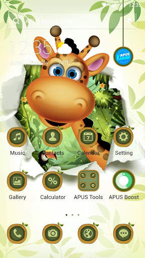Cute Giraffe APUS Launcher theme screenshot 1