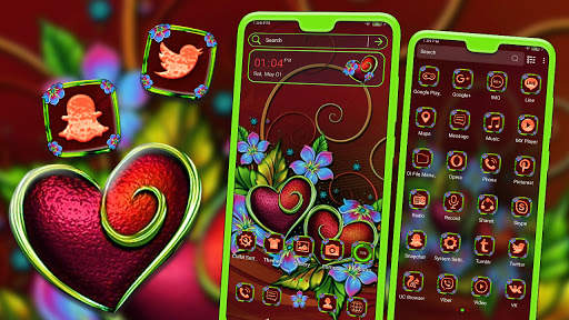 Flower Red Heart Launcher Theme screenshot 1