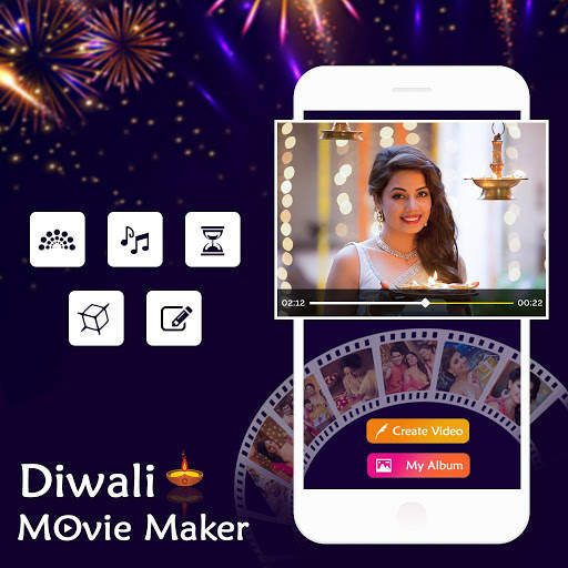Diwali Photo to Video Maker : Diwali Movie Maker 1 تصوير الشاشة