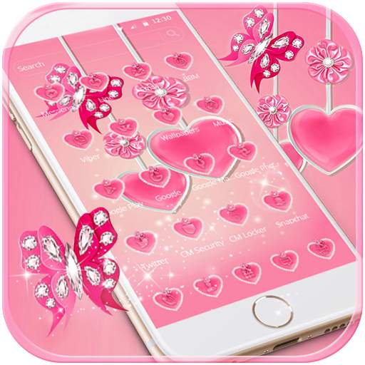 Pink Diamond Butterfly theme - pink love heart 1.2.2