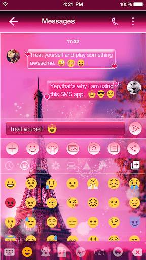 Sweet Paris Emoji Keyboard स्क्रीनशॉट 2