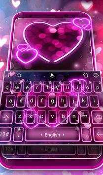 Sparkling Neon Purple Hearts Light Keyboard Theme screenshot 1