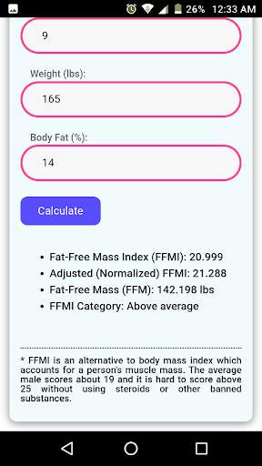 Fat Free Mass Index Calculator screenshot 4