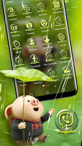 Cute Pig Rainy Launcher Theme screenshot 2