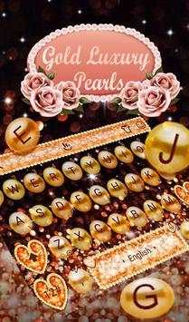 Luxury Gold Rose Pearl Keyboard Theme screenshot 1