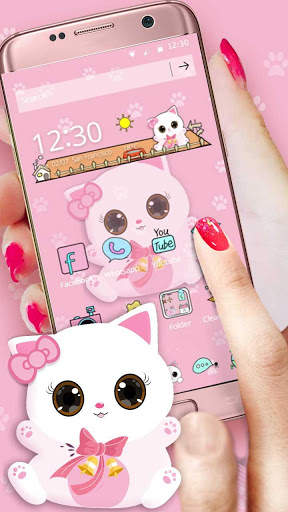 Pink Kitty Cartoon Theme screenshot 2