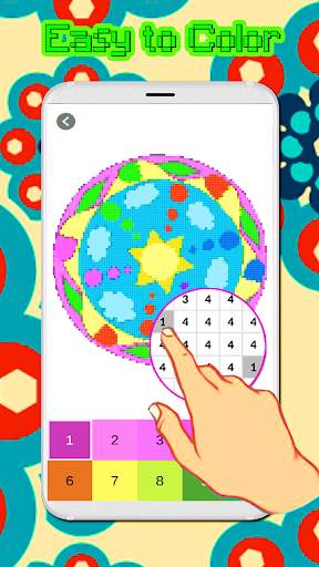 Mandala Pixel Art. Coloring by number. screenshot 3
