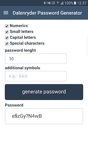 Dalenryder Password Generator screenshot 1