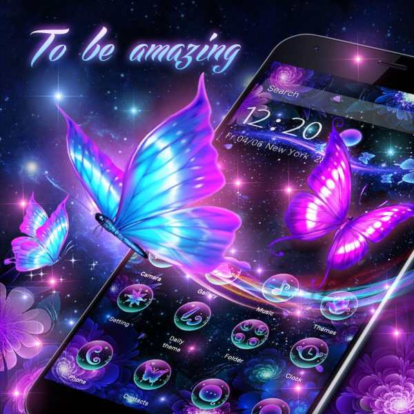 3D Neon Butterfly Shiny Theme screenshot 1
