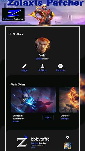 Instructions Zolaxis Get Each Skin ML Patcher screenshot 1