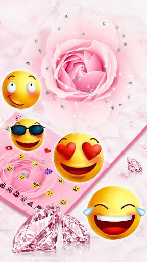 Pink Flower Diamond Keyboard Theme screenshot 2