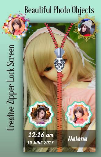 Cute Doll Zipper Lock Screen screenshot 3