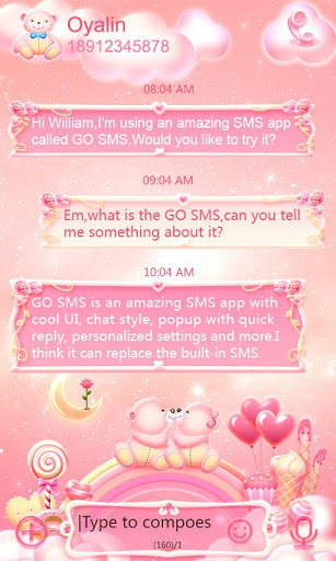 GO SMS Pro Bear Lovers Theme screenshot 1