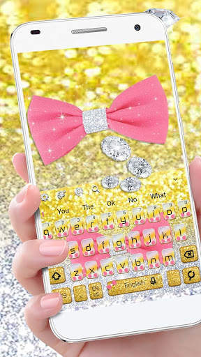 Glitter Pink Bow Keyboard Theme screenshot 1