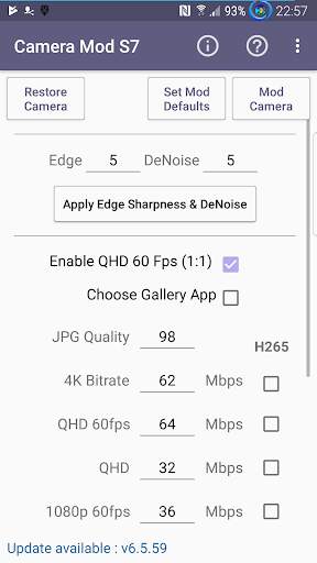 Camera Mod S7 - Bitrate & Settings [ROOT] screenshot 1