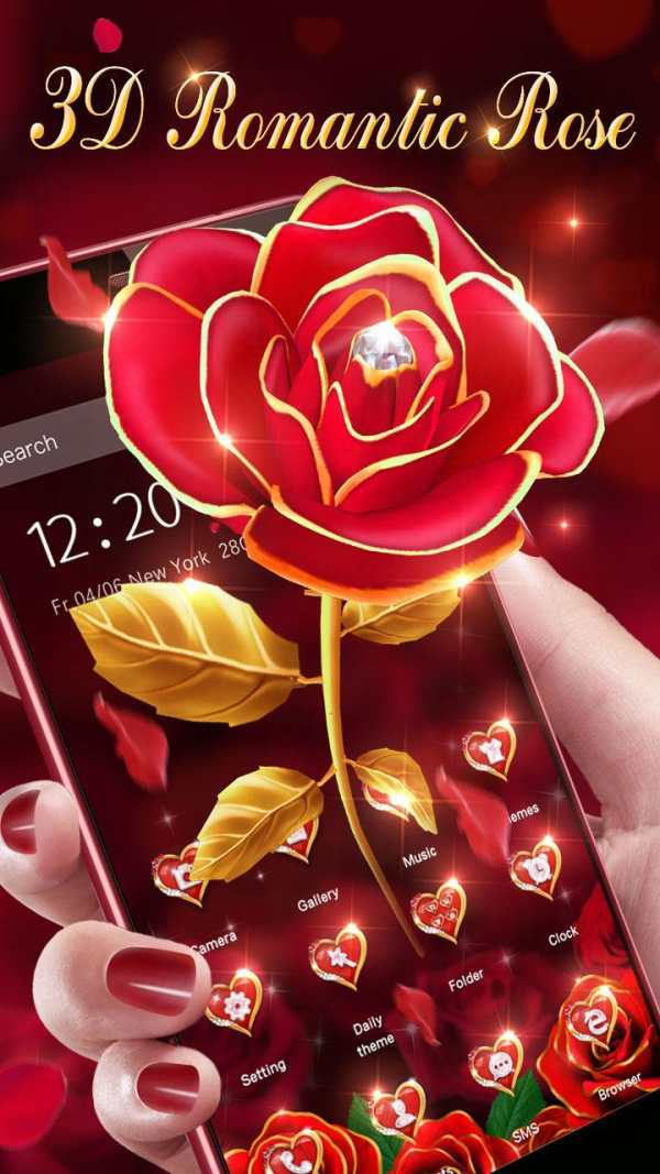 3D Gilt Red Rose Theme स्क्रीनशॉट 1