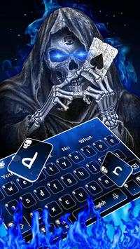 Live Blue Flaming Skull Keyboard Theme screenshot 1