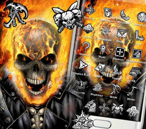 Yellow Fire Skull Theme screenshot 1