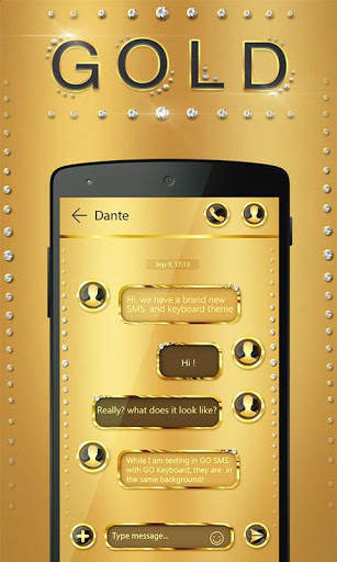 (FREE) GO SMS GOLD THEME скриншот 1