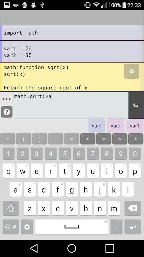Pyonic Python 3 interpreter screenshot 2