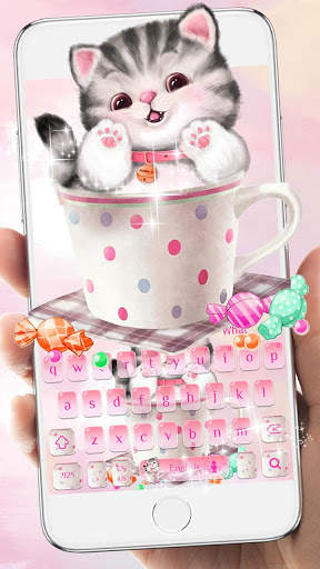 Cute Cup Cat Keyboard Theme screenshot 1