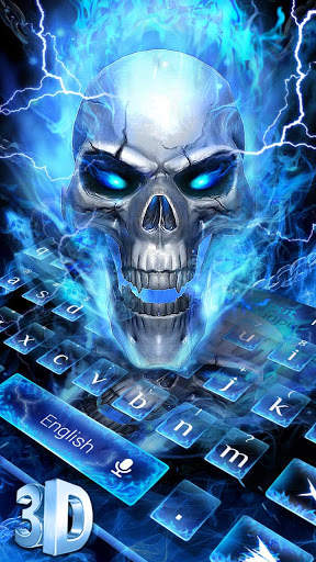 Horrible 3D Blue Flaming Skull Keyboard screenshot 1
