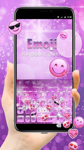 Cute Pink glitter emoji keyboard screenshot 1
