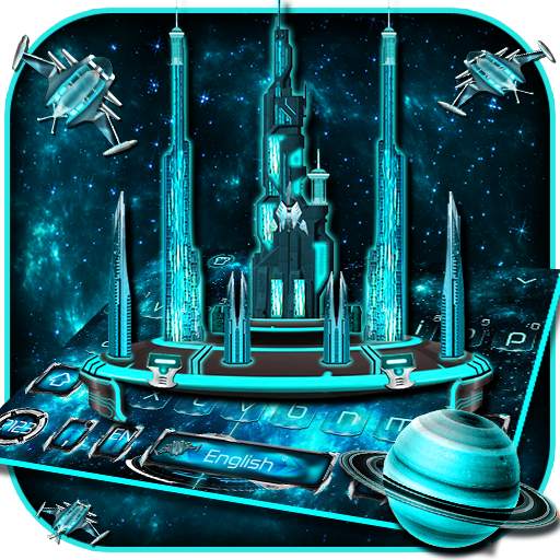 3D Space Galaxy City Keyboard Theme 10001005
