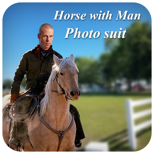 Horse with Man Photo Suit icon