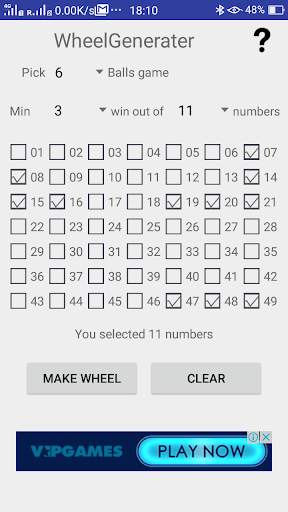 Lotto Toto Wheel Generator (4D, 5D, 6D) screenshot 1