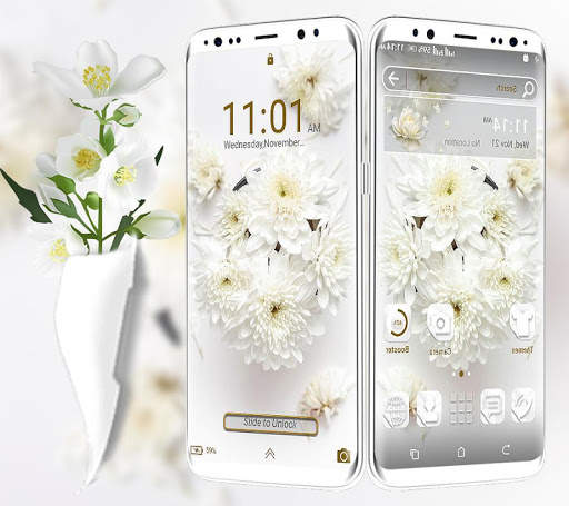White Flower Launcher Theme скриншот 4