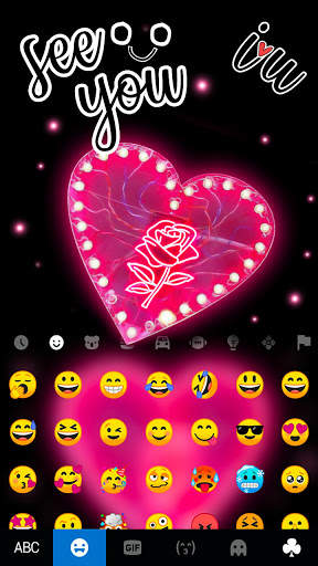 Pink Heart Black Keyboard Background screenshot 3