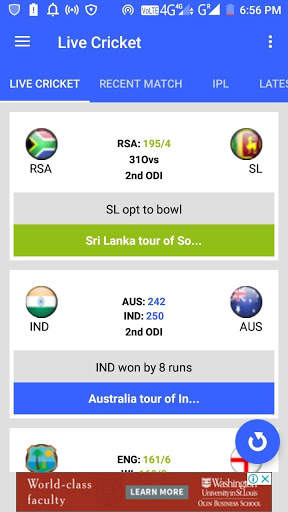 live cricket score screenshot 2
