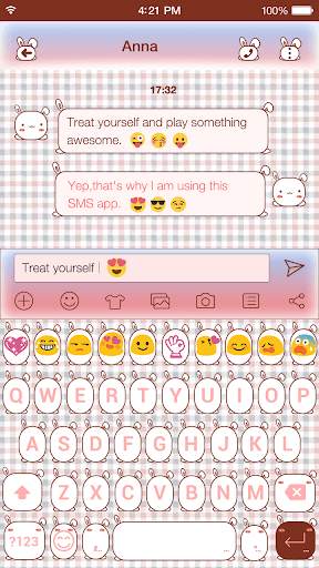 Cute Bunny Emoji Keyboard Skin screenshot 1