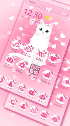 Pink kitty 3d live wallpaper theme screenshot 4