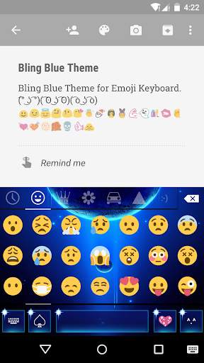 Bling Blue Emoji Keyboard Skin screenshot 2