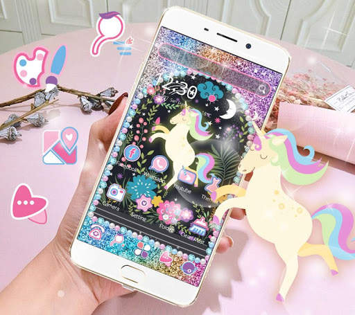 Diamond pearl shiny romantic unicorn theme screenshot 1