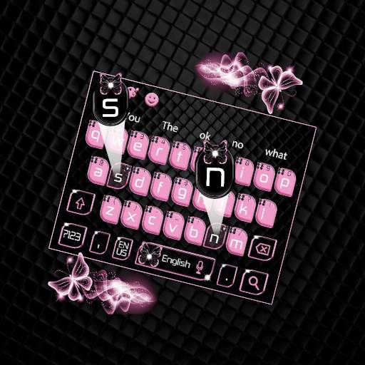 Pink Black Butterfly Keyboard Theme 10001005