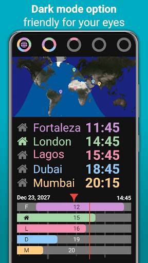 Horzono time zones world clock screenshot 3
