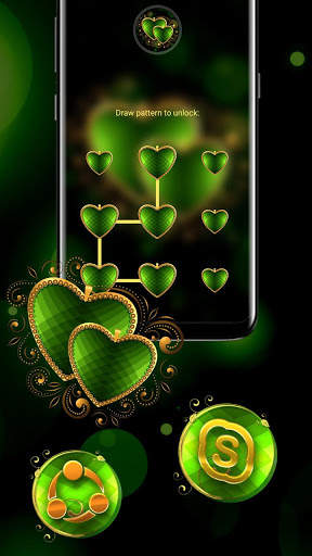 Golden Green Heart Launcher Theme screenshot 4