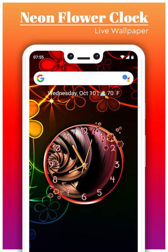 Neon Flower Clock Live Wallpaper screenshot 4