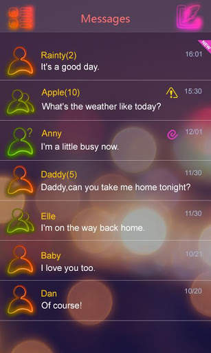 GO SMS PRO NEONLIGHT THEME screenshot 3