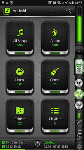 MusiX Hi-Fi Green Skin for music player screenshot 3