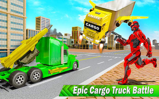 Flying Cargo Transport Truck Transform Robot Games screenshot 8