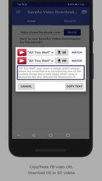 SaveAs Video Downloader for Facebook screenshot 1