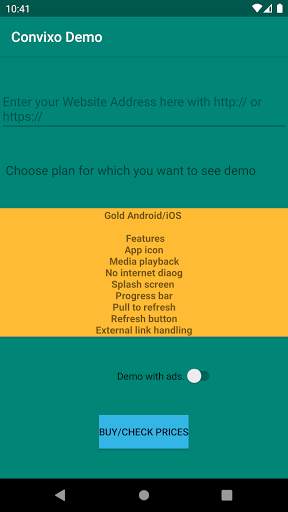 Convixo (Convert Website to Android/iOS app) Demo screenshot 1