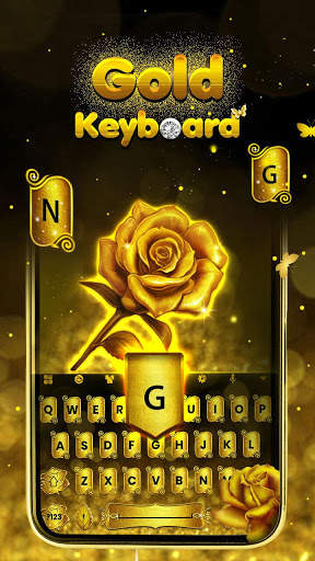 Gold Keyboard - Keyboard Theme 1 تصوير الشاشة